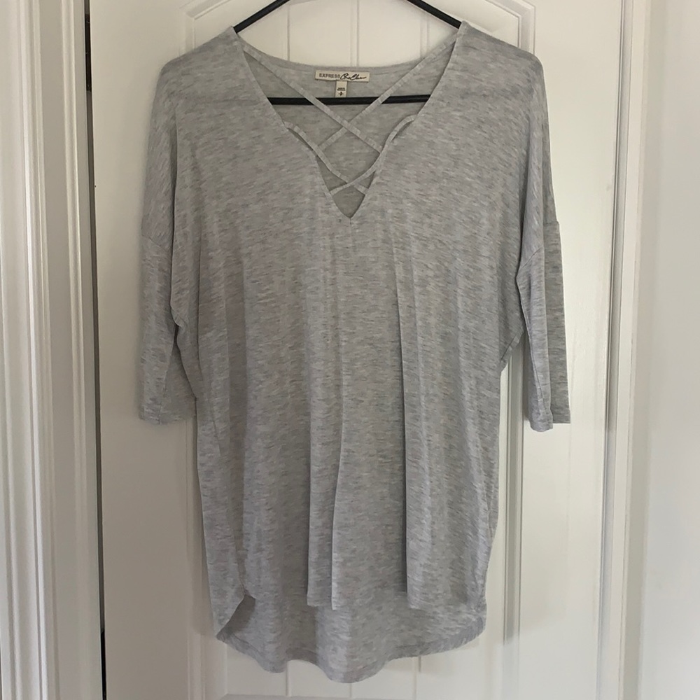 Express One Eleven Top Heather Gray Size Small